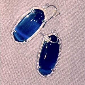 Kendra Scott Elle Drop Earrings in Silver Earrings with Navy Cats Eye